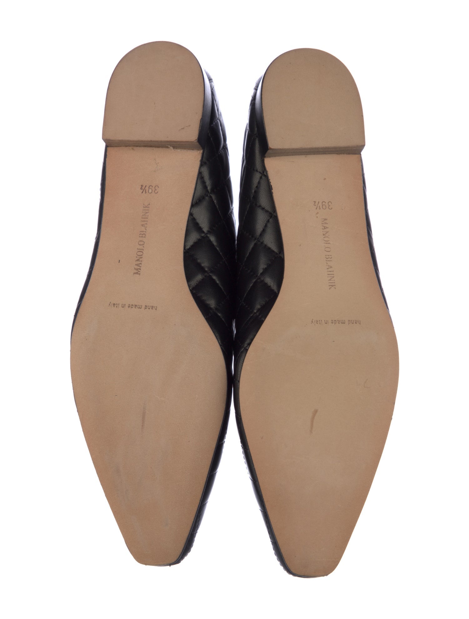 Manolo Blahnik Quilted Pattern Leather Ballet Flats